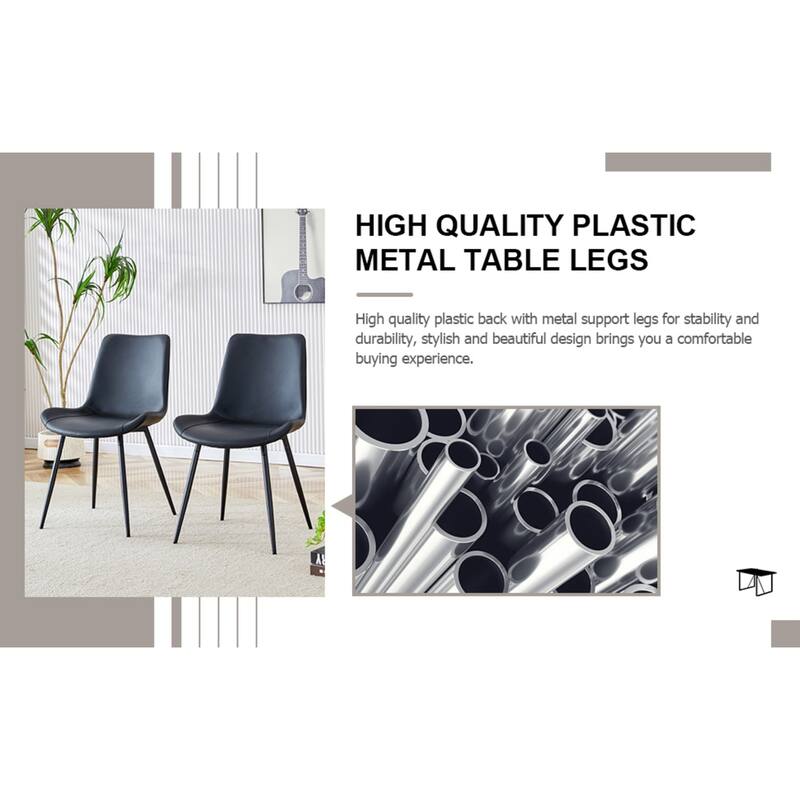 19.6" PU Leather Dining Chair with Metal Legs, Set of 4