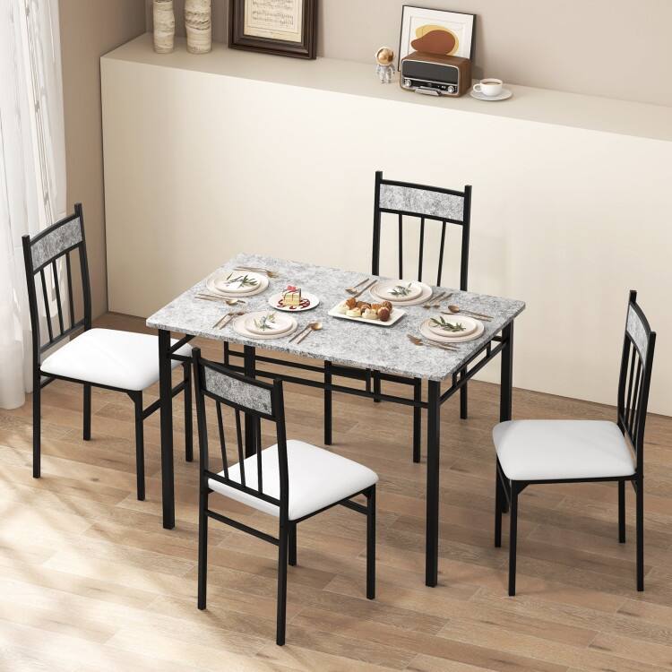 5-Piece Faux Marble Dining Table Set