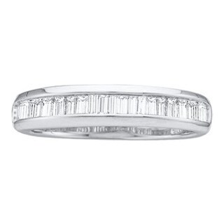 Sterling Silver Womens Baguette Diamond Wedding Anniversary Band Ring 1/6 Cttw Sterling Silver Womens Baguette Diamond Wedding Anniversary Band Ring 1/6 Cttw