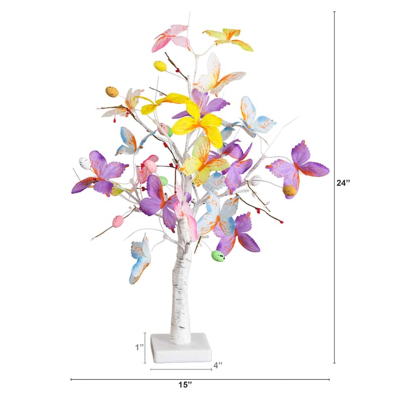2-ft Pre-Lit Artificial Butterfly Twig Tree with 24 LED Lights