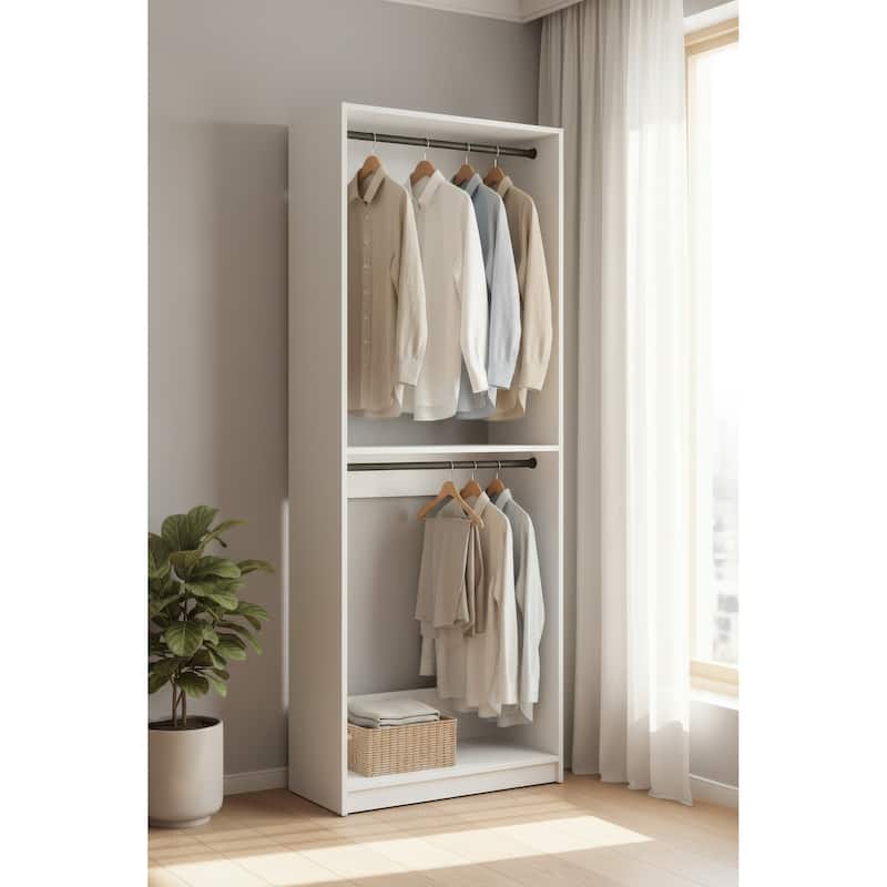 Prosper 32" White Wood Walk-in Closet with Two Rods - 31.4"W x 15.7"D x 83" H