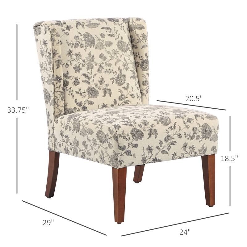 HOMCOM Upholstered Armless Accent Chair, Leisure Side Chair with Wingback