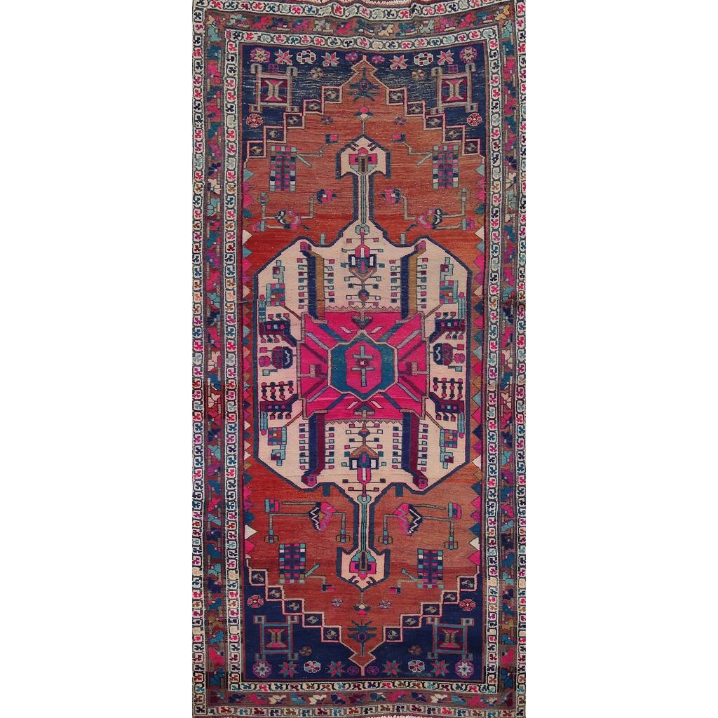 Ardebil Persian Vintage Area Rug Handmade Wool Carpet - 4'6" x 9'9"