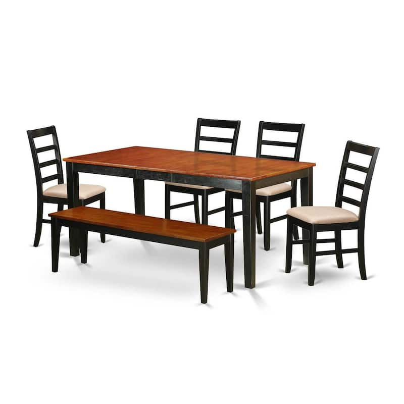 Asian Dining Set - Rubber Wood Table & Chairs - Modern Style Furniture