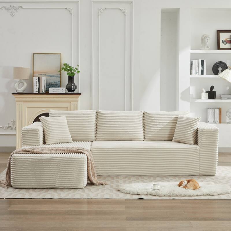 106" Cloud Sectional Couch L-Shape with Left Facing Chaise(Single Seat is not included),Deep Seat Modern Modular Sofa
