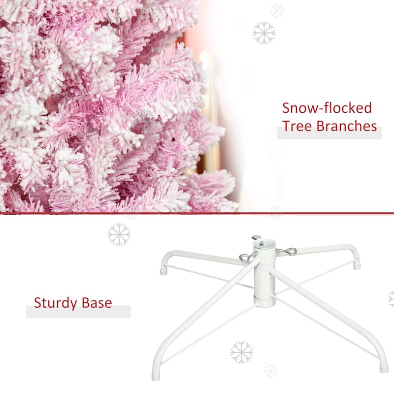 7.5ft Unlit Snow Flocked Pencil Tree with Pine Shape and Realistic Branches, for Xmas Indoor and Outdoor Decoration