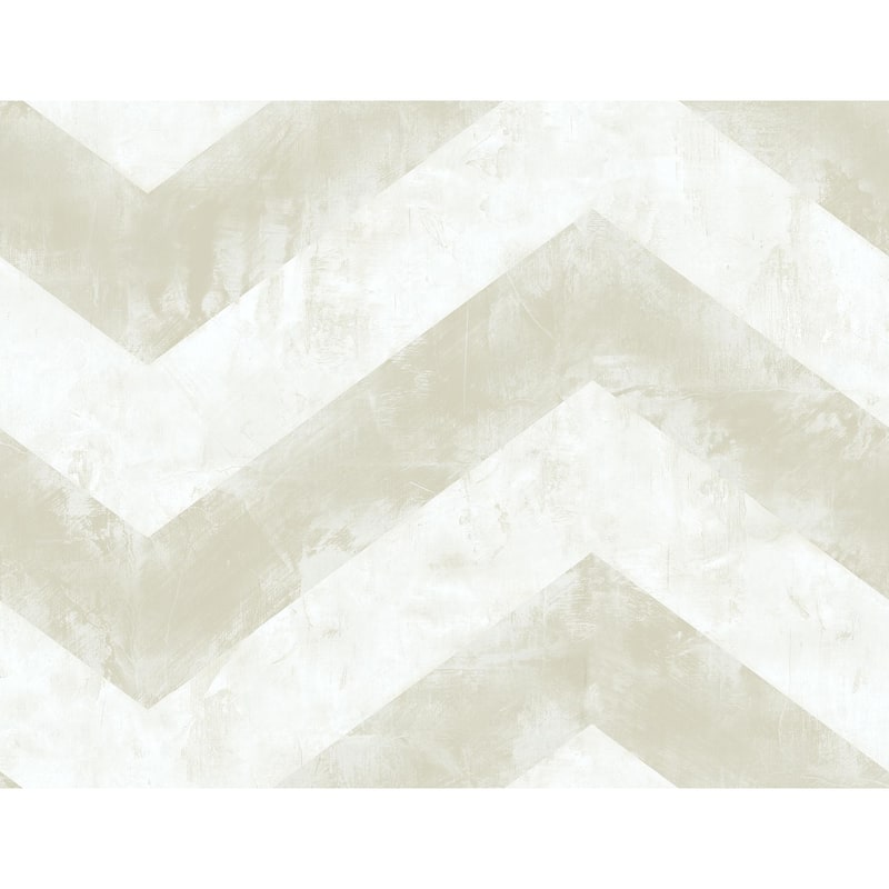 Seabrook Designs Hubble Chevron Unpasted Wallpaper - 27 in. W x 27 ft. L - Metallic Beige & Alabaster