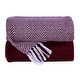 preview thumbnail 7 of 24, Cotton Throw Blankets All-Season Medium Weight | Set of 2 | Chevron Design (50''x60'') Burgundy