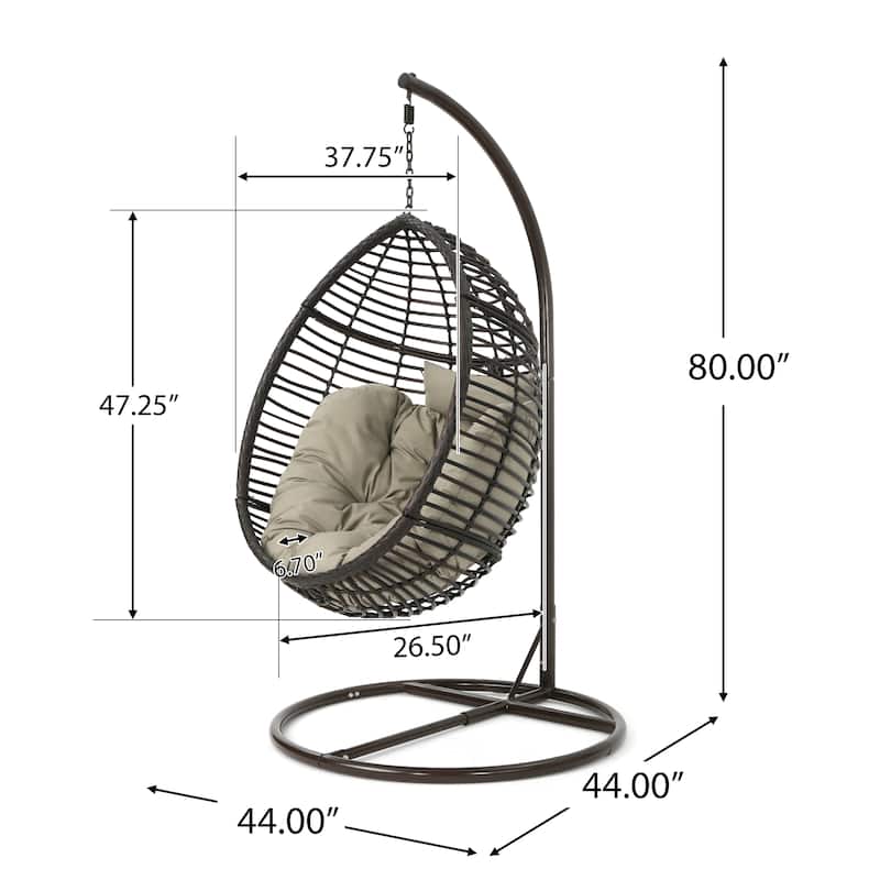 Layla Outdoor Hanging Wicker Basket Chair by Christopher Knight Home - 400 lb limit