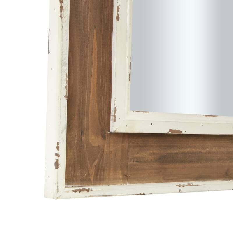 Brown Wood Carved Acanthus Floral Wall Mirror