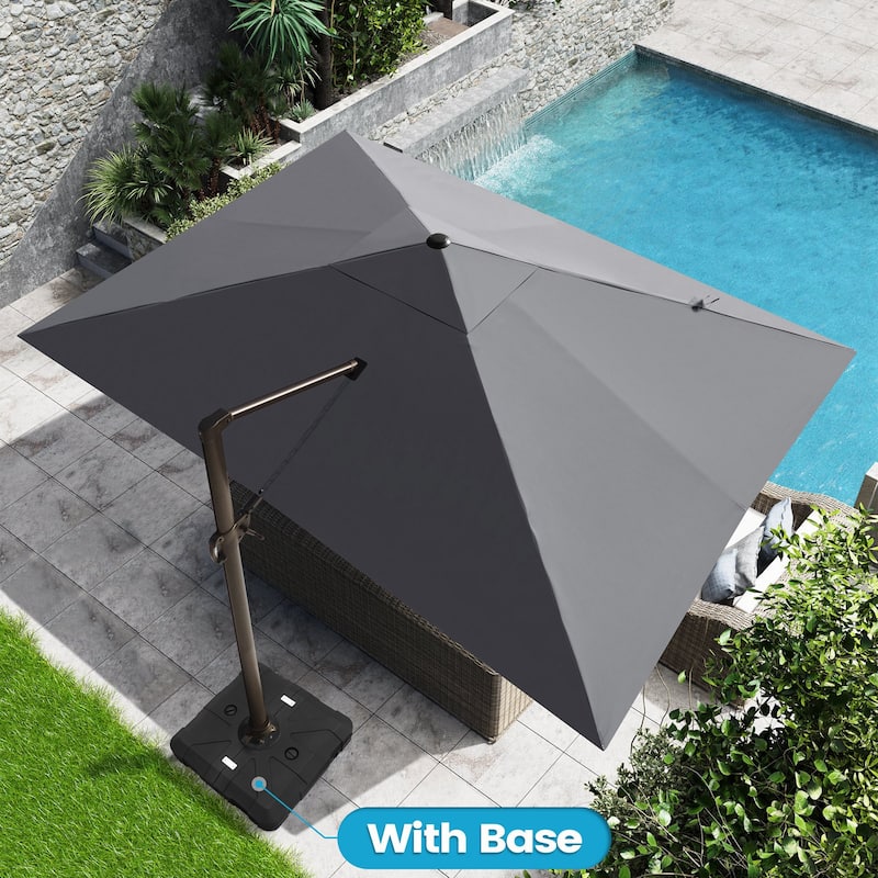 10 x 13 FT Outdoor Shade Canopy Patio Cantilever Offset Umbrella with Base