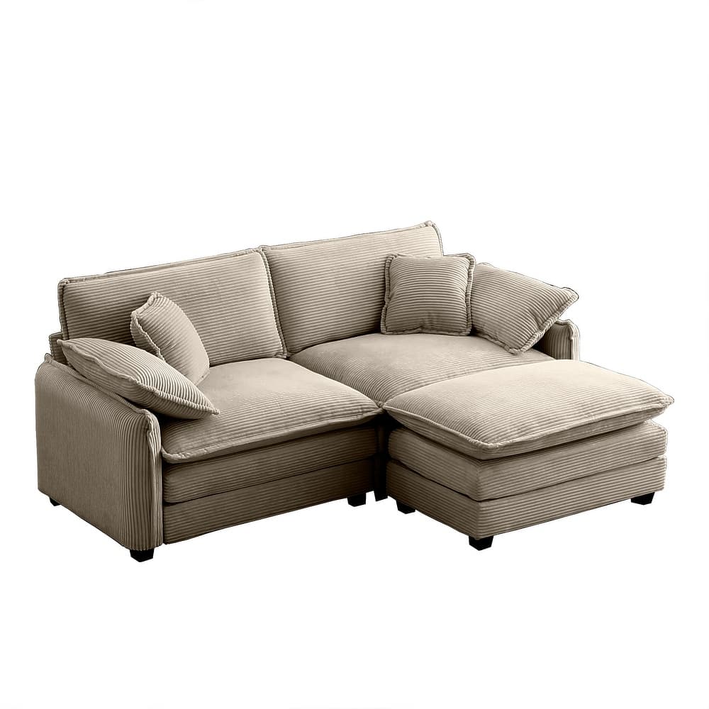 Corduroy Modular Flexible Combinations Sofa Set with Ottoman