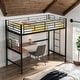 preview thumbnail 1 of 12, Twin Metal Loft Bed with Desk and Metal Grid, Space-saving, Black Black