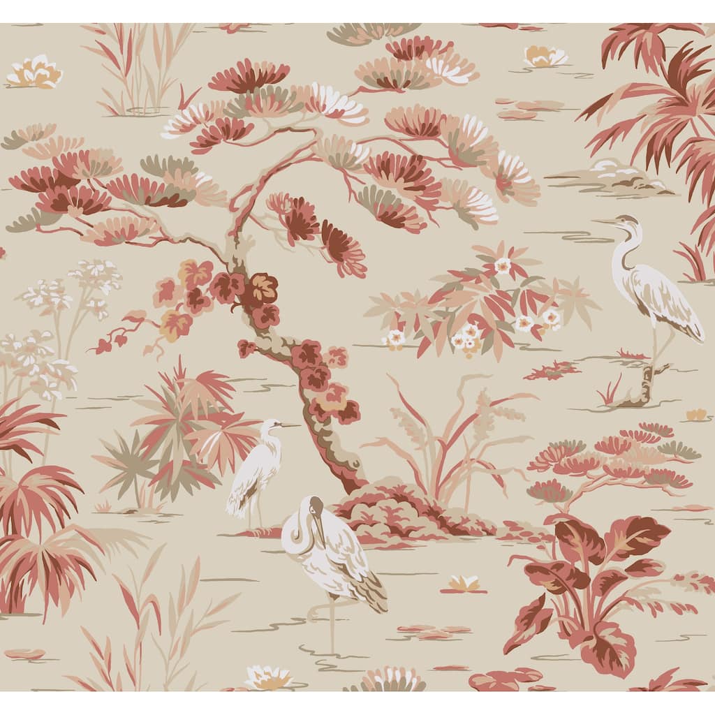 Ronald Redding Bridgewater Coral Wallpaper