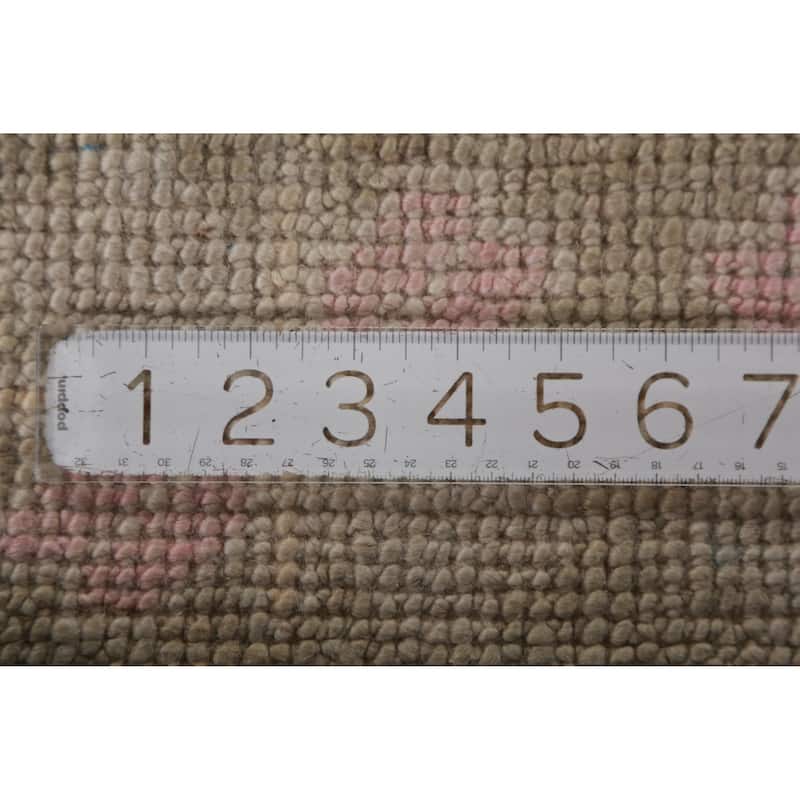 Hand Knotted Oriental 100% Wool Carpet Transitional Geometric Greys & Charcoal Oushak Runner Rug - 12' 11'' X 3' 5''