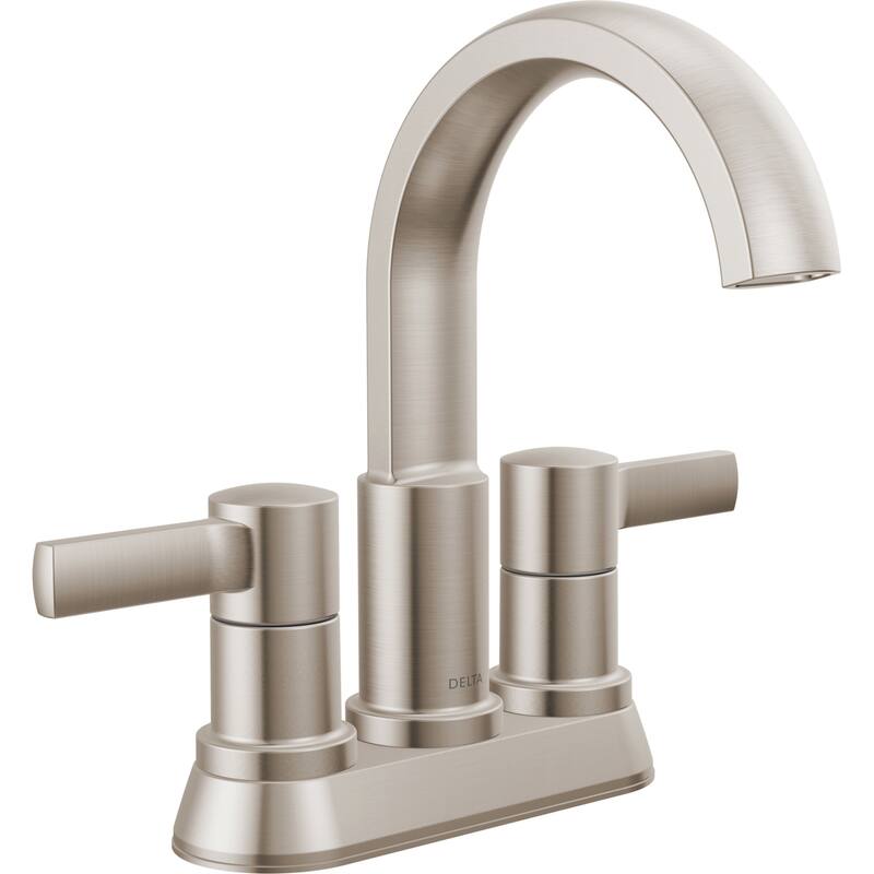 Delta 25855LF Albion 1.2 GPM Centerset Bathroom Faucet with Push - SpotShield Brushed Nickel