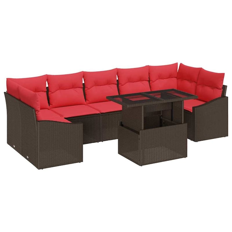 vidaXL 8 Piece Garden Sofa Set with Cushions - 113.8×48.6×27.2