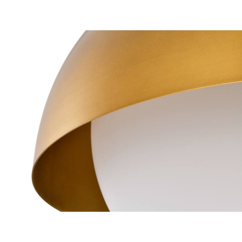 1-Light Gold Finish Modern Pendant Light Fixture with Opal Glass Shade for Dining Room or Kitchen Island