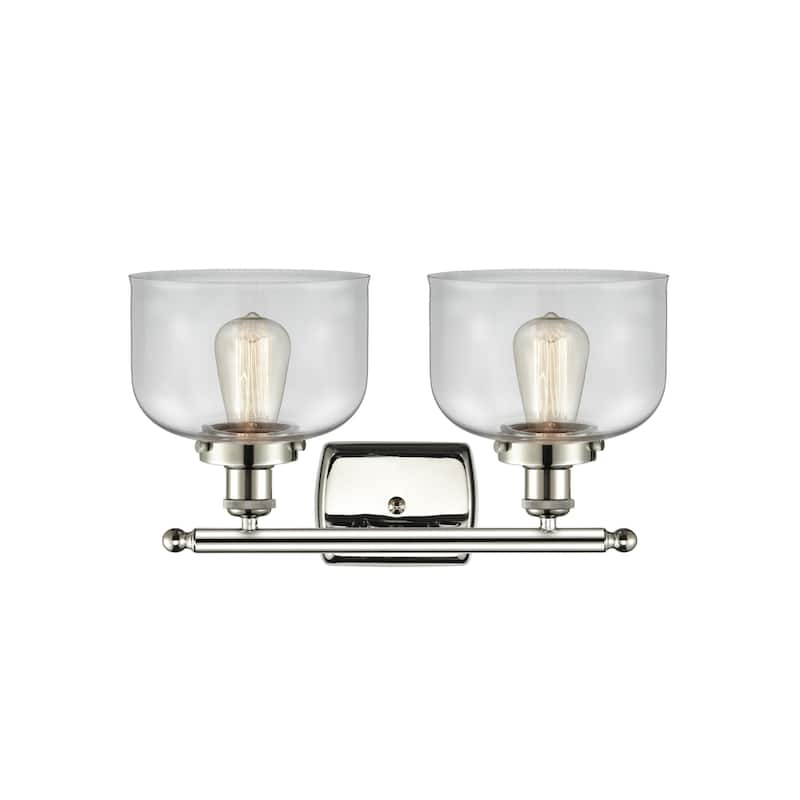 Innovations Lighting 916-2W-13-18 Bell Vanity Bell 2 Light 18" Wide - Polished Nickel / Clear