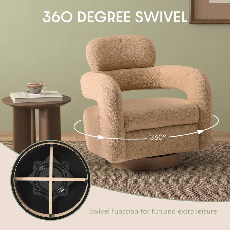 Bayville 29" Wide Sherpa Swivel Chair