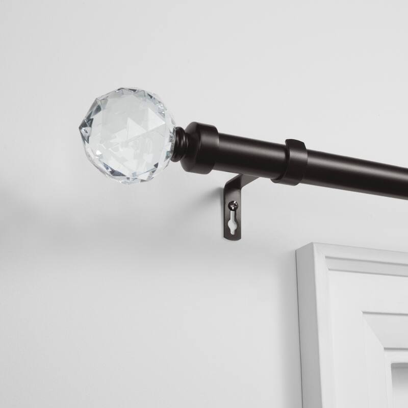 EXCLUSIVE HOME Crystal Ball 1" Curtain Rod and Finial Set - 84-160