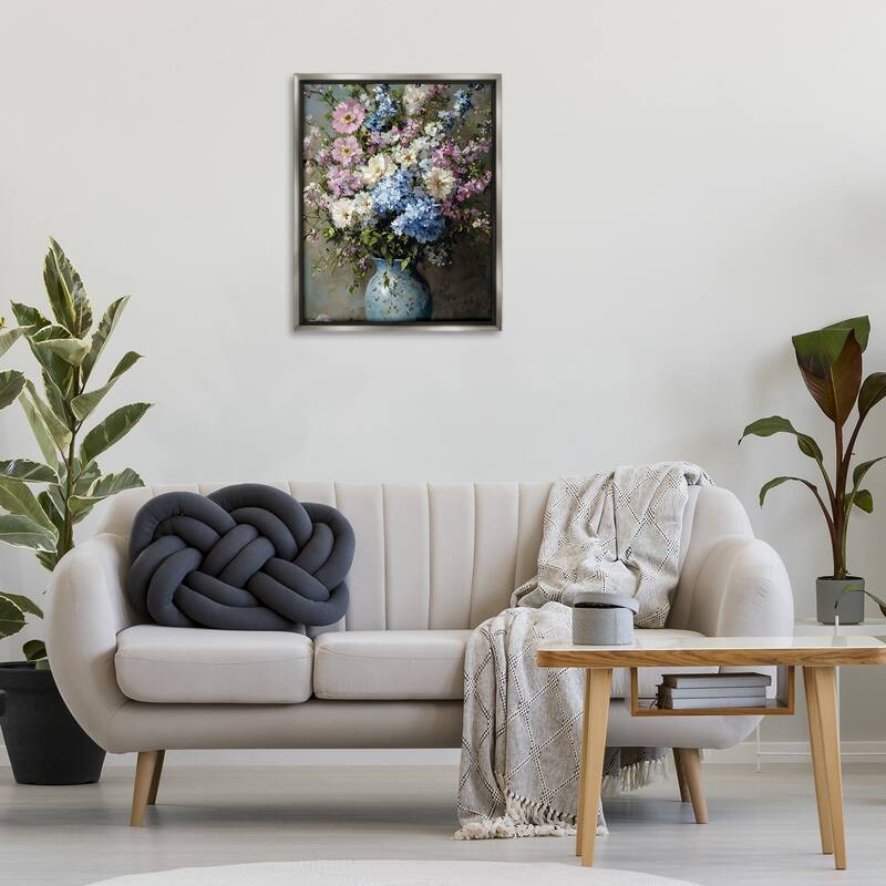 Stupell Traditional Cool Tone Bouquet Framed Floater Canvas Wall Art Design By Franklyn Gregory