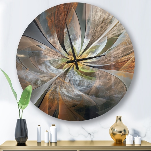 Designart 'Symmetrical Yellow Fractal Flower' Oversized Wall Clock. Opens flyout.