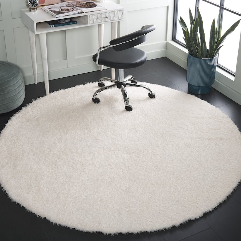 SAFAVIEH Lindsay Shag Luann Contemporary Rug - 6'7" Round - Ivory