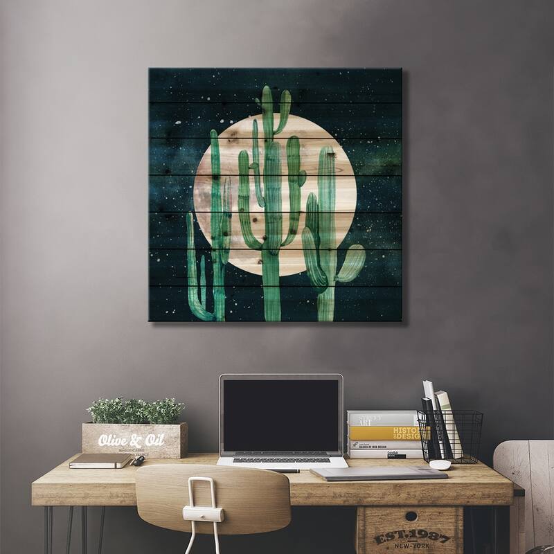 Southwestern Green Cactus Trio I Print On Wood by Nature Magick - Multi-Color