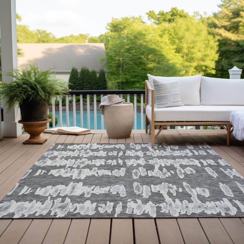 Machine Washable Indoor/ Outdoor Chantille Abstract Contemporary Rug