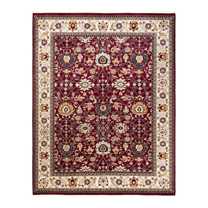 Overton Hand Knotted Wool Vintage Inspired Traditional Mogul Red Area Rug - 8' 2" x 10' 1"