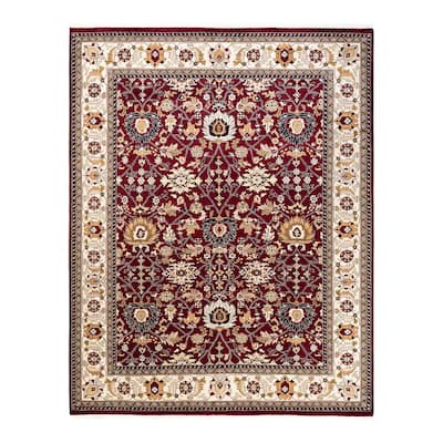 Overton Hand Knotted Wool Vintage Inspired Traditional Mogul Red Area Rug - 8' 2" x 10' 1"