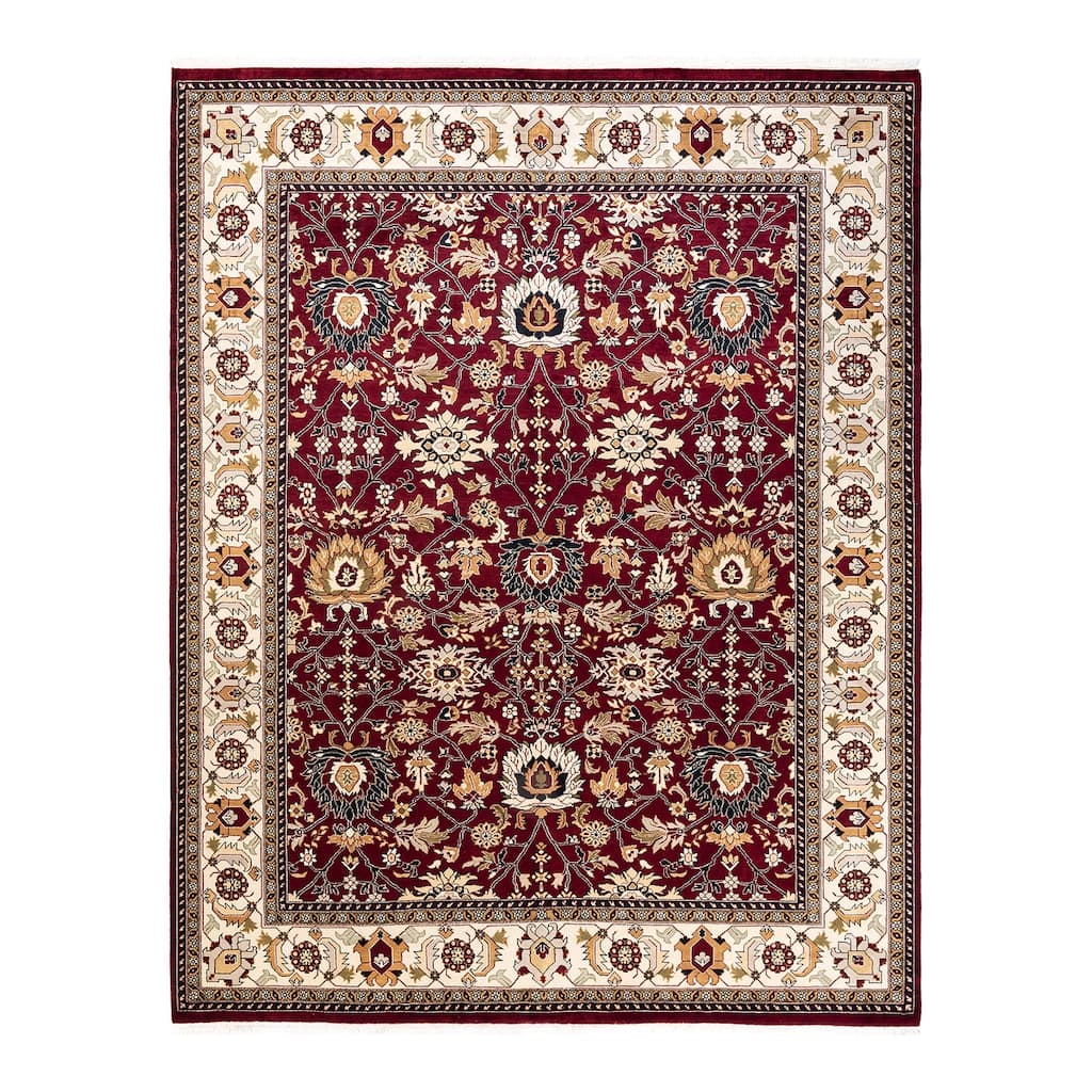 Overton Hand Knotted Wool Vintage Inspired Traditional Mogul Red Area Rug - 8' 2" x 10' 1"