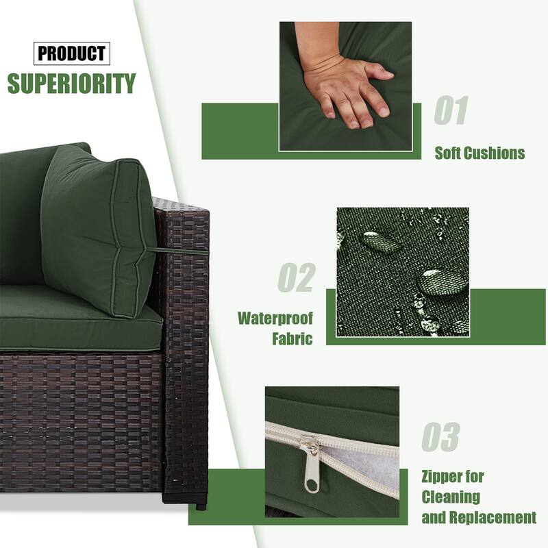 Patio Watcher 5 Pieces Patio Wicker Sectional Sofa Seating Group with Cusions