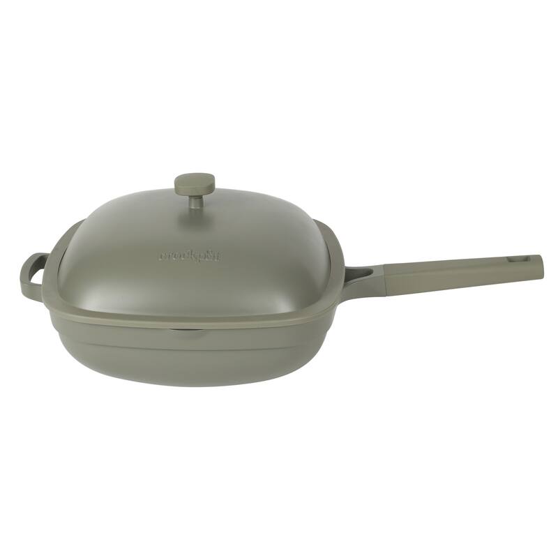 Crock Pot Northvale 5.3 Quart Ceramic Nonstick Sauté Pan with Steamer Basket & Lid, Cast Aluminum Induction Base