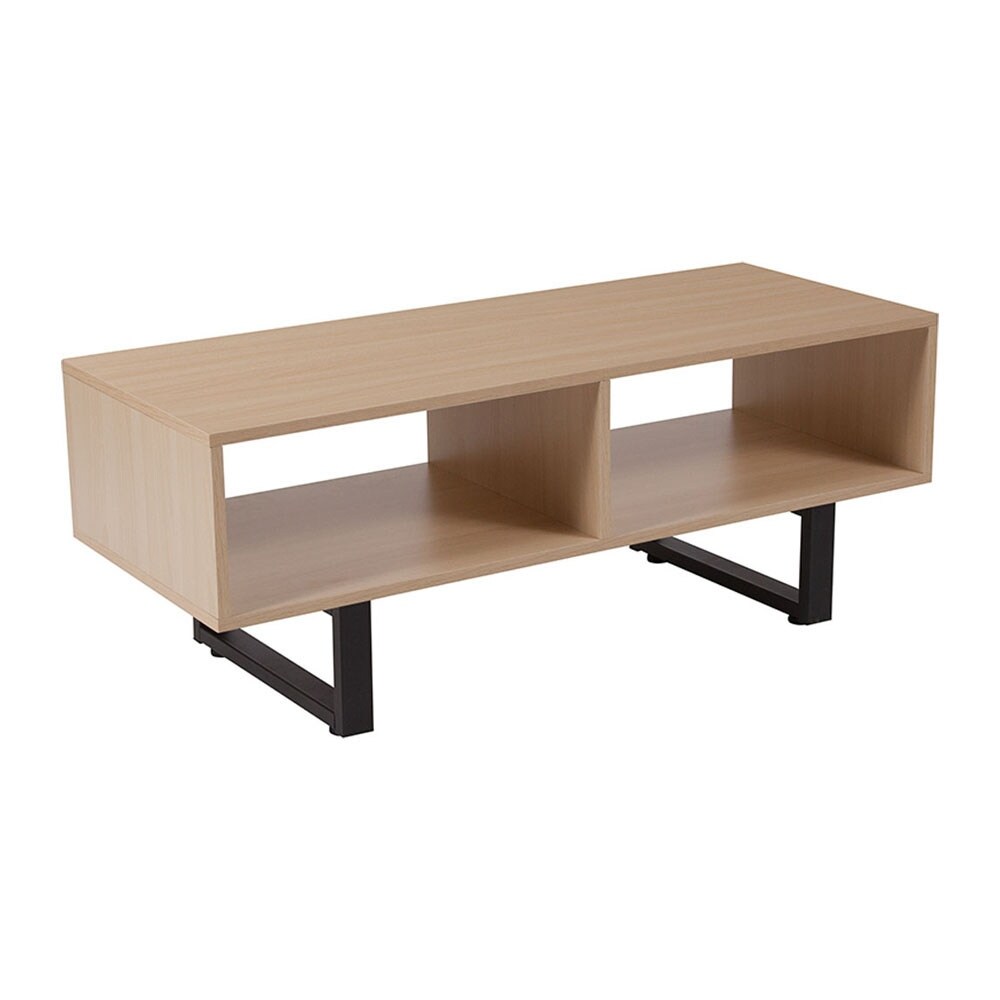 Shop Offex Beech Wood Grain Finish Tv Stand And Media Console With Black Metal Legs On Sale Overstock