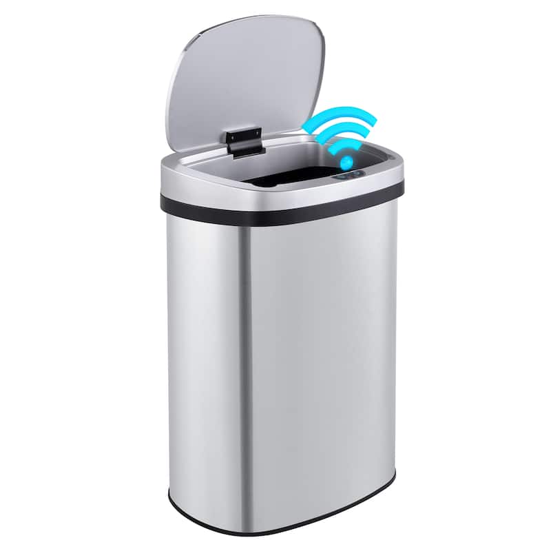 Innovaze 13 Gal./50 Liter Stainless Steel Oval Motion Sensor Trash Can for Kitchen