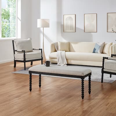 Chenille 48"L Spindle Legs Upholstered Bench