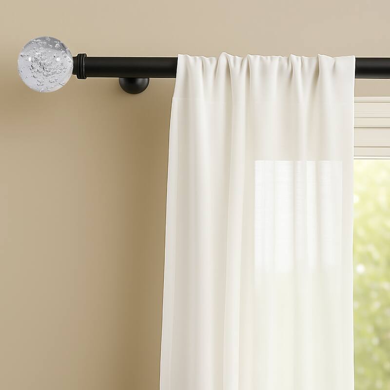 Clear Ball Bubbles Black Modern Curtain Rod For Windows (48" - 86") - 48" to 86" inches
