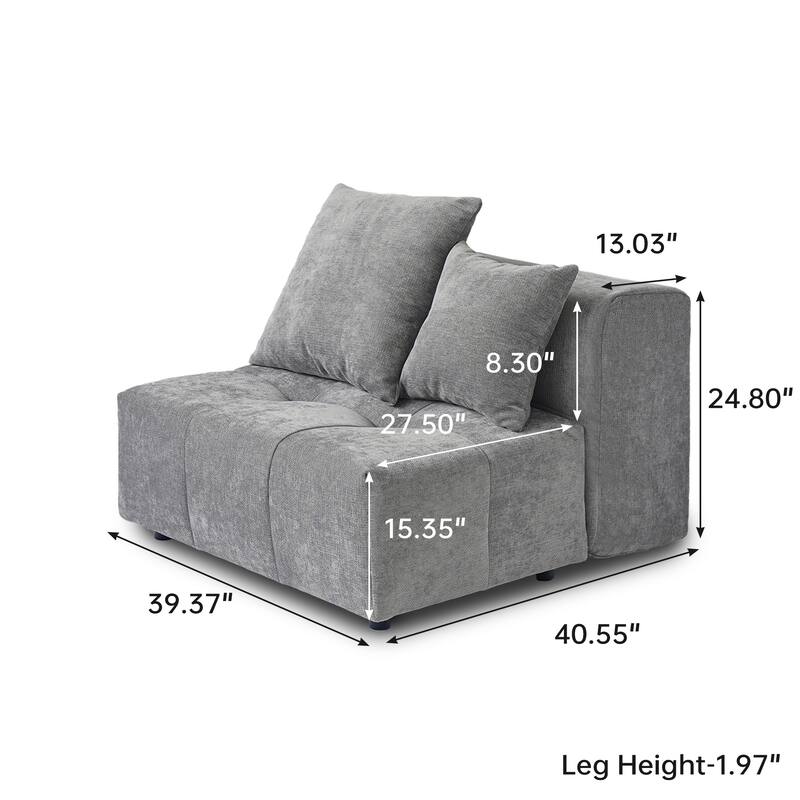 4-Seater Linen Upholstered Cloud Couch Modular Sectional Sofa for Living Room and Bedroom