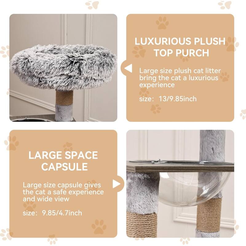 Cat Tree with Litter Box Enclosure for Cats with Large Platform - N/A