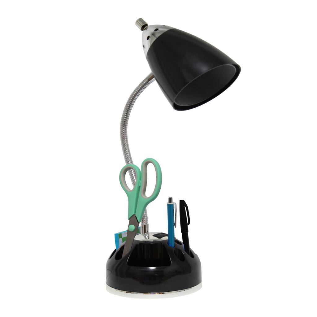 19.5 in. Black Finish Table Lamp with Black Shade, Desk Lamp for Writing and Computer Desks