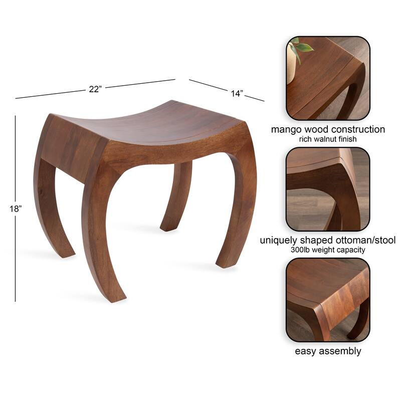 Kate and Laurel Loviisa Wood Ottoman and Vanity Stool