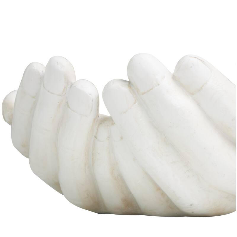Classic Polystone Open Hands Sculpture - White or Gold