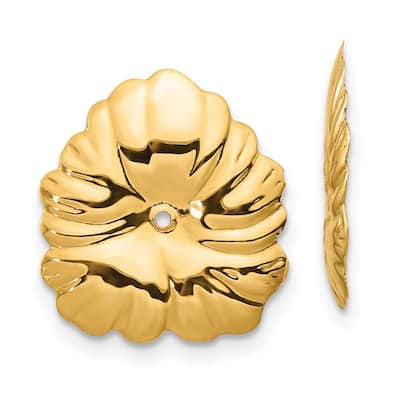Curata 14k Yellow Gold Polished Plumeria Flower Earring Jackets - 15x14mm