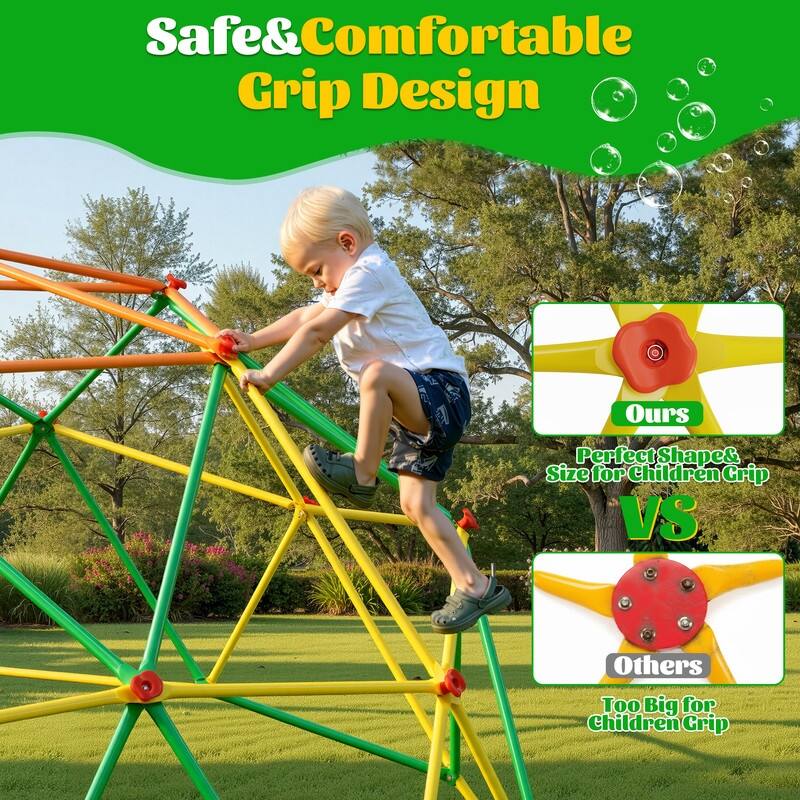 10FT Geometric Climbing Dome Climber Playground for Kids 3-10, Climbing Toys for Kids - N/A