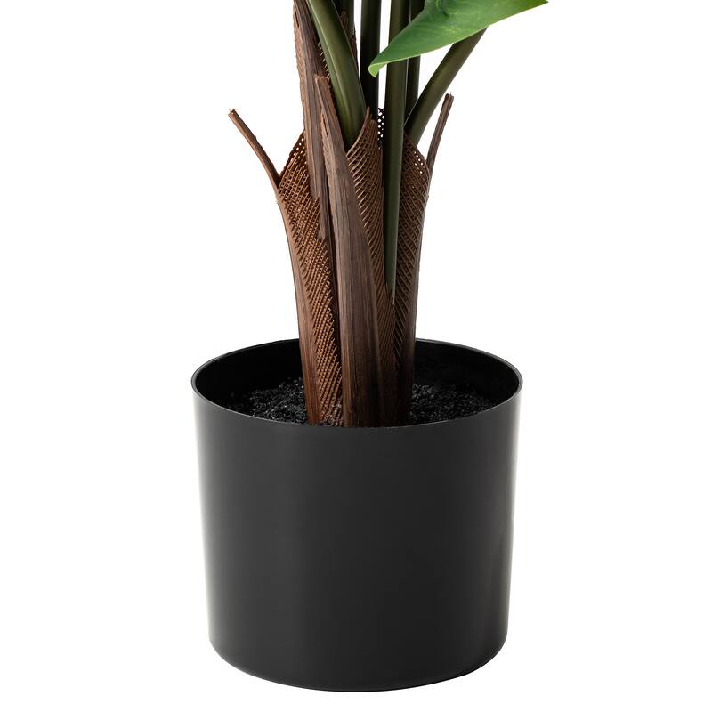 Glitzhome 3ft-6ft Set of 2 Artificial Olive Trees/ Bamboo/ Ficus with Ceramic Planters Real Touch