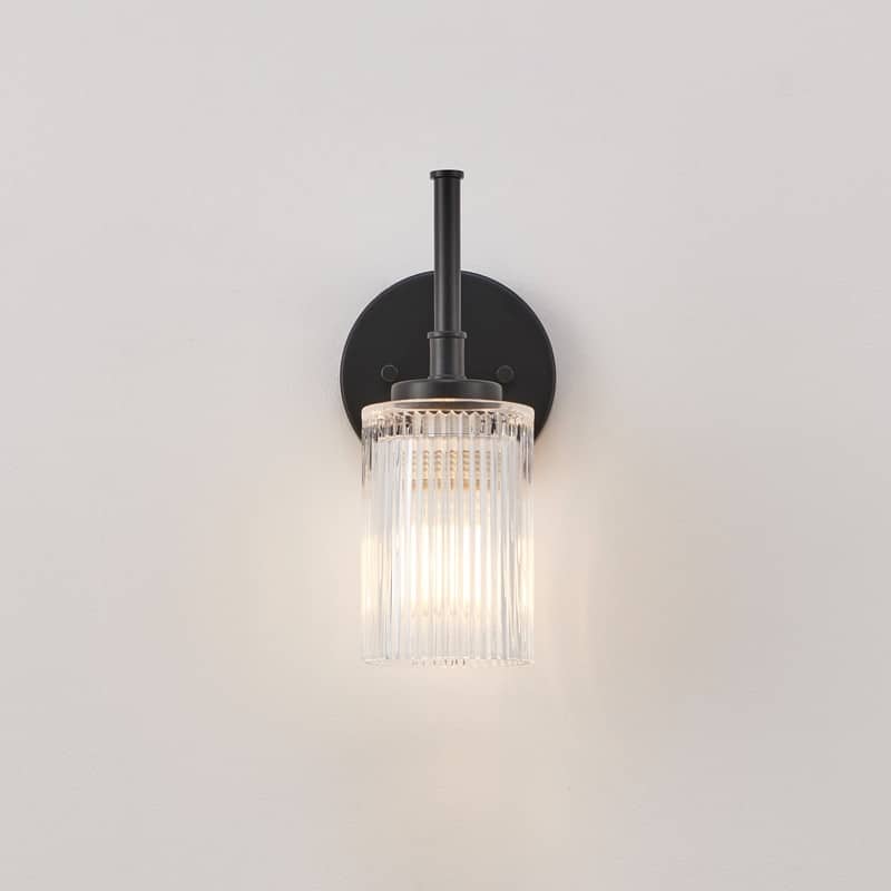 KAWOTI 1- Light Ribbed Glass Wall Sconce (W5" * H11.5" * D6")
