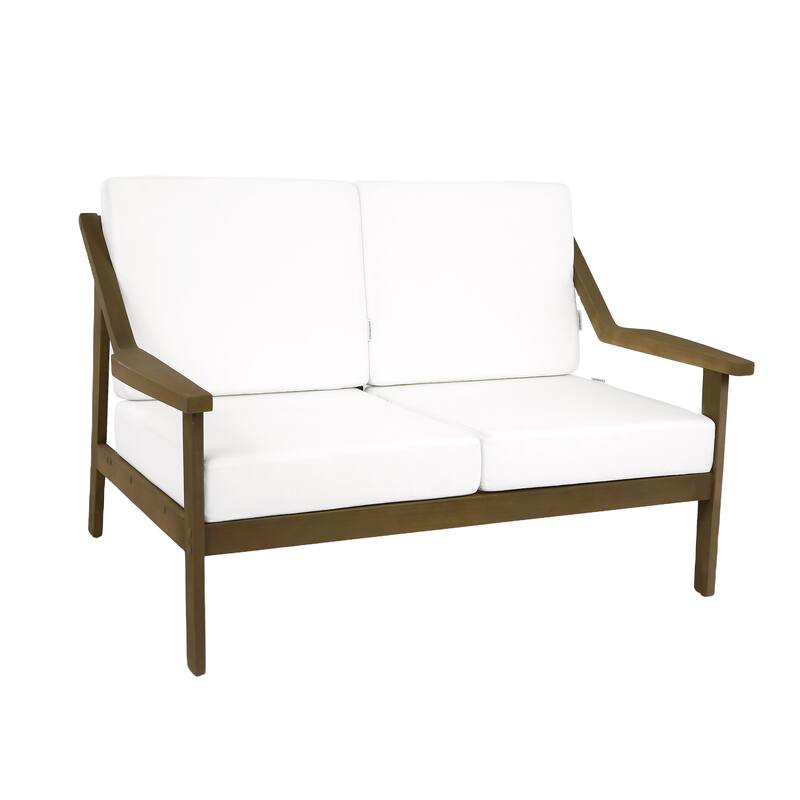 Solid Wood Outdoor Arm Chair Loveseat with Cushion