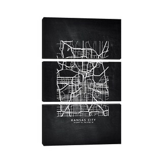 iCanvas "Kansas City Map Chalkboard Style" by WallDecorAddict 3-Piece Canvas Wall Art Set